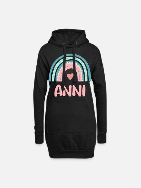 Anni Name Regenbogen Baby - Hoodie-Kleid - Schwarz