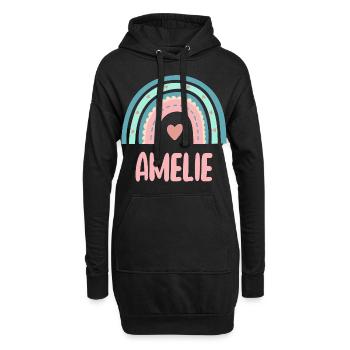 Amelie Name Regenbogen Baby - Hoodie-Kleid - Schwarz - Vorne