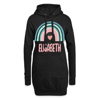 Elisabeth Name Regenbogen Baby - Hoodie-Kleid - Schwarz - Vorne
