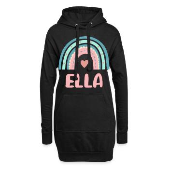 Ella Name Regenbogen Baby - Hoodie-Kleid - Schwarz - Vorne