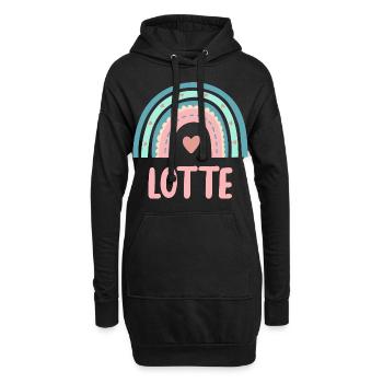 Lotte Name Regenbogen Baby - Hoodie-Kleid - Schwarz - Vorne