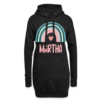 Martha Name Regenbogen Baby - Hoodie-Kleid - Schwarz - Vorne