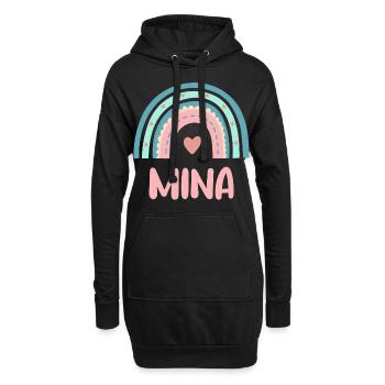 Mina Name Regenbogen Baby - Hoodie-Kleid - Schwarz - Vorne