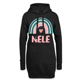 Nele Name Regenbogen Baby - Hoodie-Kleid - Schwarz - Vorne