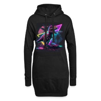 80s Synthwave Design mit Dinosaurier - Hoodie-Kleid - Schwarz - Vorne