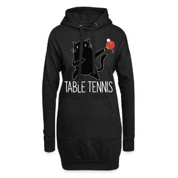 Table Tennis Katze Pingpong Black Cat Outfit - Sweat-shirt à capuche long Femme - noir - Devant