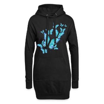 Papillons - Sweat-shirt à capuche long Femme - noir - Devant