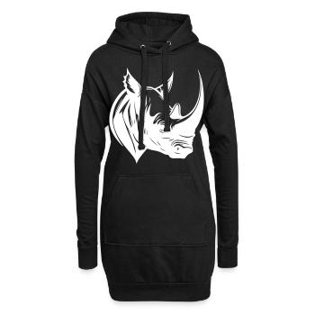 Nashorn Tier Kopf - Hoodie-Kleid - Schwarz - Vorne