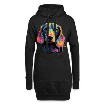 Dackel Hund Teckel Watercolor Art Hundekopf - Hoodie-Kleid - Schwarz - Vorne