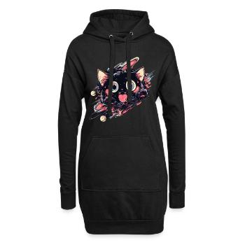 Anime Kawaii Cat Japanese - Hoodie-Kleid - Schwarz - Vorne