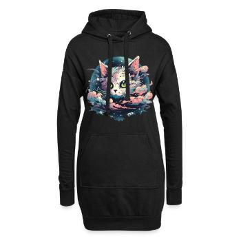 Anime Kawaii Cat Japanese - Hoodie-Kleid - Schwarz - Vorne