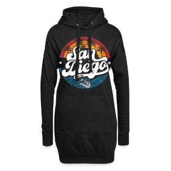 San Diego, Californie, West Coast Summer Surfers - Sweat-shirt à capuche long Femme - noir - Devant