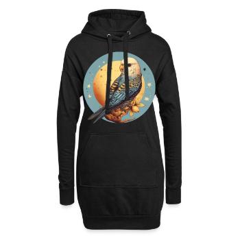 Wellensittich - Hoodie-Kleid - Schwarz - Vorne