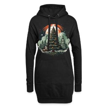 Weihnachtsbaum - Hoodie-Kleid - Schwarz - Vorne