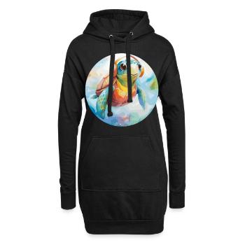 Beach Joy: Colorful Turtle Shirt - Hoodie Dress - black - Front
