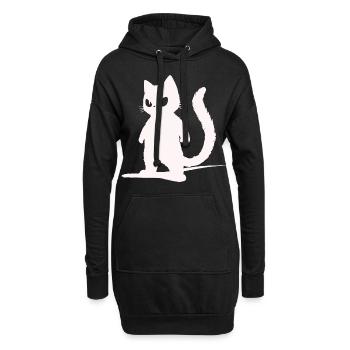 Coole weiße Katze Silhouetten Design - Hoodie-Kleid - Schwarz - Vorne