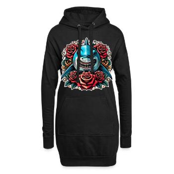 Requin - Sweat-shirt à capuche long Femme - noir - Devant