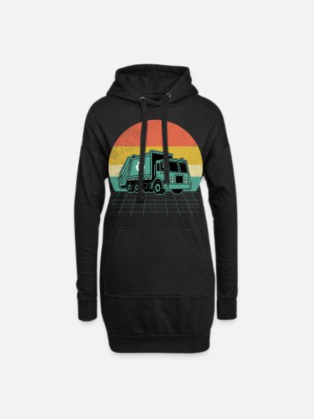 Retro Sonnenuntergang Müllwagen Müllsammler - Hoodie-Kleid - Schwarz