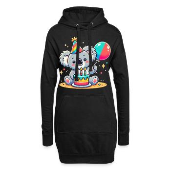 Koala Kid Celebrating Birthday - Hoodie-Kleid - Schwarz - Vorne