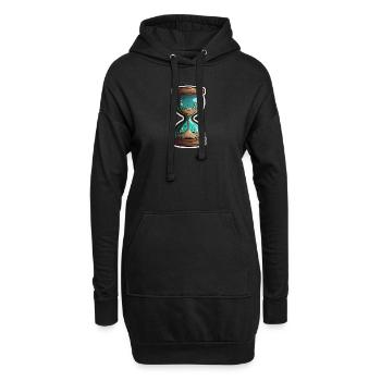 Sanduhr, Sand Glas, Uhr, Countdown, Sandglas, Zeit - Hoodie-Kleid - Schwarz - Vorne