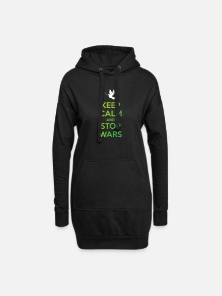 Ruhe bewahren und Kriege beenden - Hoodie-Kleid - Schwarz