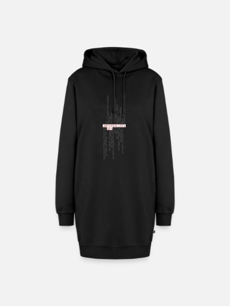 Antifascista AfA Typo Collage rot/grau  - Hoodie-Kleid - Schwarz