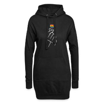 Pride Herz Regenborgen Fingerherz  - Hoodie-Kleid - Schwarz - Vorne