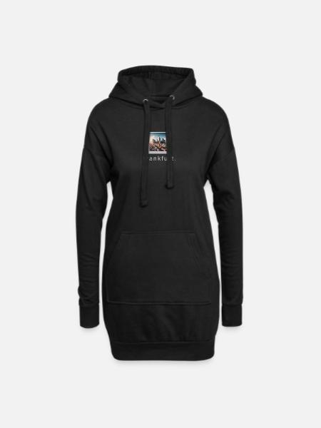 Skyline Frankfurt Retro Foto - Hoodie-Kleid - Schwarz