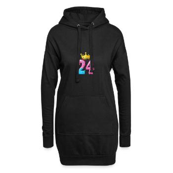 24 Zahl Trikot Krone - Hoodie-Kleid - Schwarz - Vorne