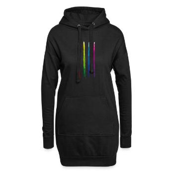 Bande de couleurs - Sweat-shirt à capuche long Femme - noir - Devant
