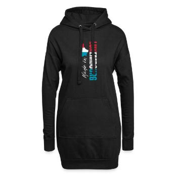 Hergestellt in Luxemburg, vertikales Design - Hoodie-Kleid - Schwarz - Vorne