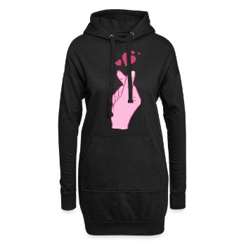 Finger Heart Korean Pop Music Symbole de la main - Sweat-shirt à capuche long Femme - noir - Devant
