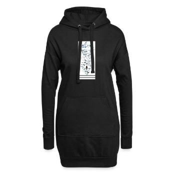 Le Pingouin dans les Montagnes demande Mais pourquoi - Sweat-shirt à capuche long Femme - noir - Devant