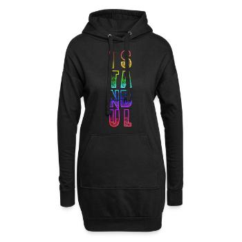 istanbul rs regenbogen - Hoodie-Kleid - Schwarz - Vorne