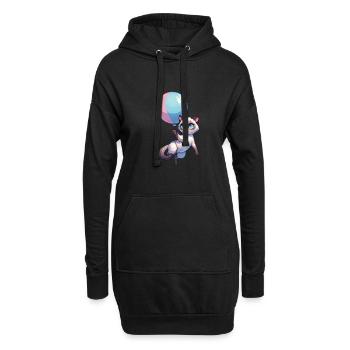 Katze mit Luftballon - Hoodie-Kleid - Schwarz - Vorne