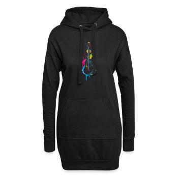 Graffiti Gitarre - Hoodie-Kleid - Schwarz - Vorne
