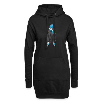 Dachs Eislaufen Schlittschuhe - Hoodie-Kleid - Schwarz - Vorne