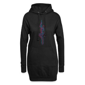 Poledance Line Art: Abstrakte Tattoo Frau - Hoodie-Kleid - Schwarz - Vorne