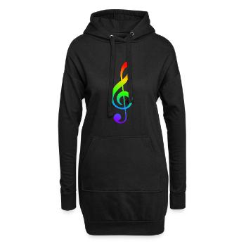 Notenschlüssel Regenbogenfarben - Hoodie-Kleid - Schwarz - Vorne