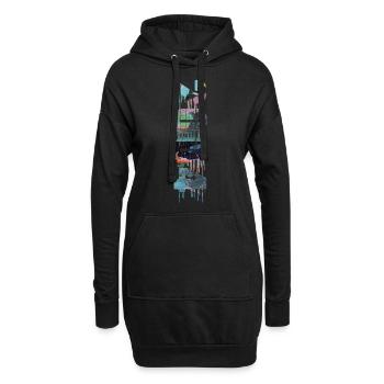 2004,vintage,18,anniversaire,graffiti,peinture - Sweat-shirt à capuche long Femme - noir - Devant