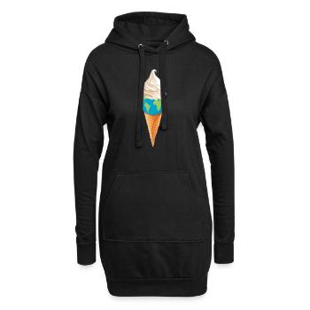 planet erde umweltschutz "eiskugel" summer vibes - Hoodie-Kleid - Schwarz - Vorne