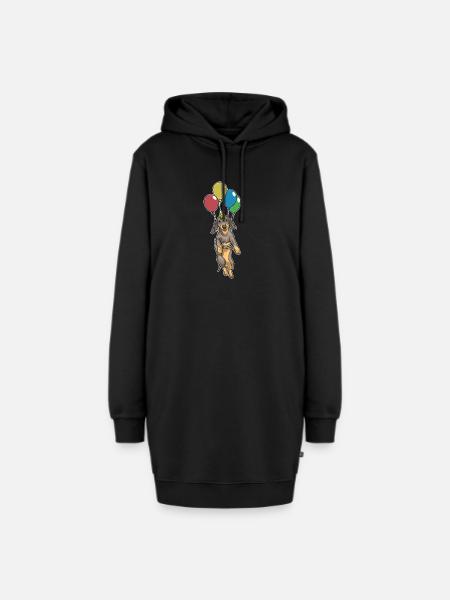 Dackel Geburtstag Luftballon - Hoodie-Kleid - Schwarz