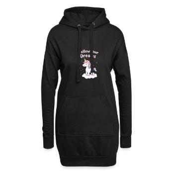 Suivez vos rêves Licorne Inspiration - Sweat-shirt à capuche long Femme - noir - Devant