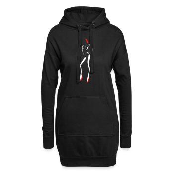 Silhouette Frau Haar Schuhe Rot - Hoodie-Kleid - Schwarz - Vorne