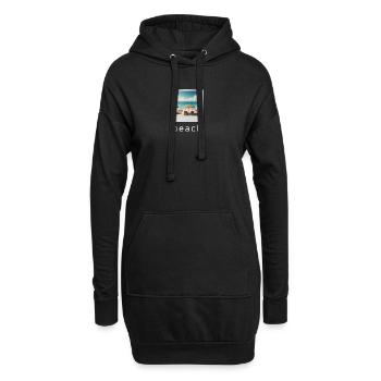 Photo rétro de l’ambiance de la plage - Sweat-shirt à capuche long Femme - noir - Devant