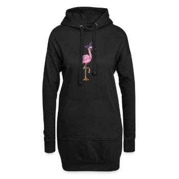 Flamant rose sorcière d’Halloween - Sweat-shirt à capuche long Femme - noir - Devant