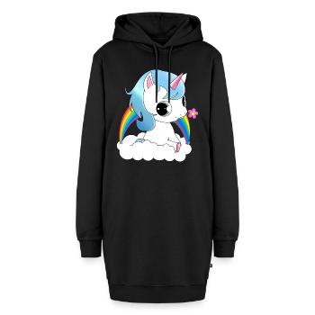 Einhorn mit Blume.png - Hoodie-Kleid - Schwarz - Vorne