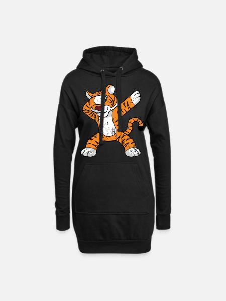 Retro Vintage Grunge Style Dabbing Dab Tiger - Hoodie-Kleid - Schwarz