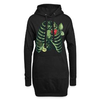 Plantes Cage thoracique fraise - Sweat-shirt à capuche long Femme - noir - Devant