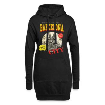 Barcelona Spanien Stadt Skyline Vintage Retro - Hoodie-Kleid - Schwarz - Vorne